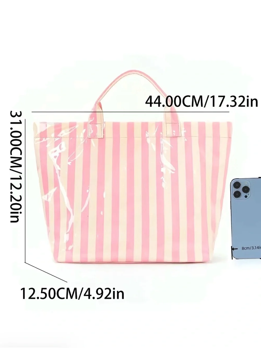 Pink & Green Striped Tote Bag